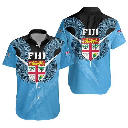 Fiji Short Sleeve Shirt Melanesia Masi Pattern Grunge Style