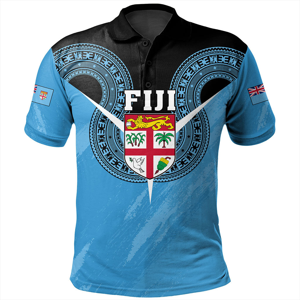 Fiji Polo Shirt Melanesia Masi Pattern Grunge Style