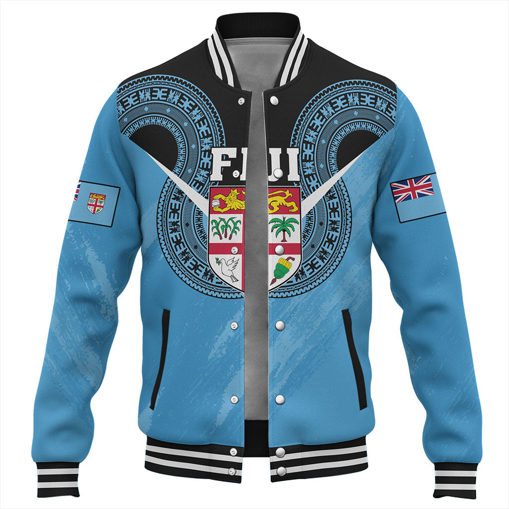Fiji Baseball Jacket Melanesia Masi Pattern Grunge Style