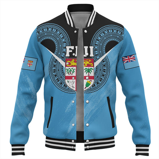 Fiji Baseball Jacket Melanesia Masi Pattern Grunge Style
