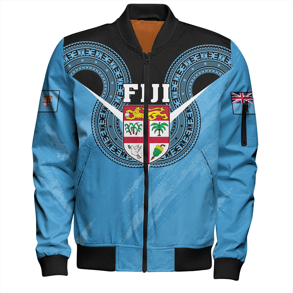 Fiji Bomber Jacket Melanesia Masi Pattern Grunge Style