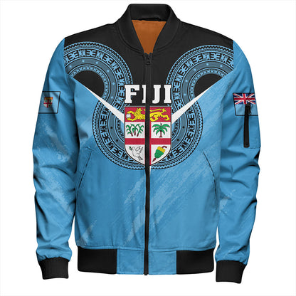 Fiji Bomber Jacket Melanesia Masi Pattern Grunge Style