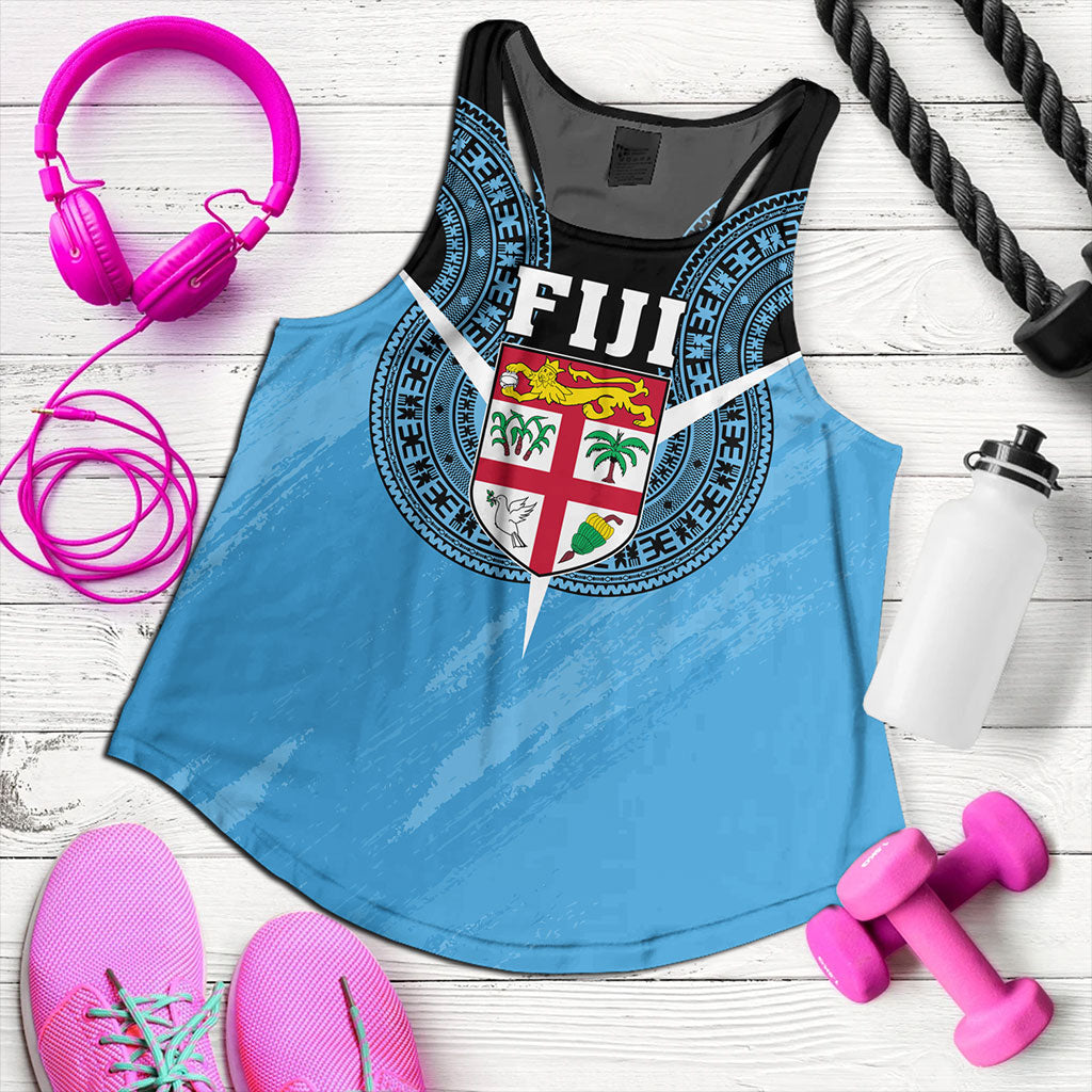 Fiji Women Tank Melanesia Masi Pattern Grunge Style