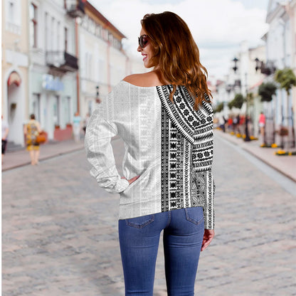 Fiji Off Shoulder Sweatshirt Rugby Tribal Half Style