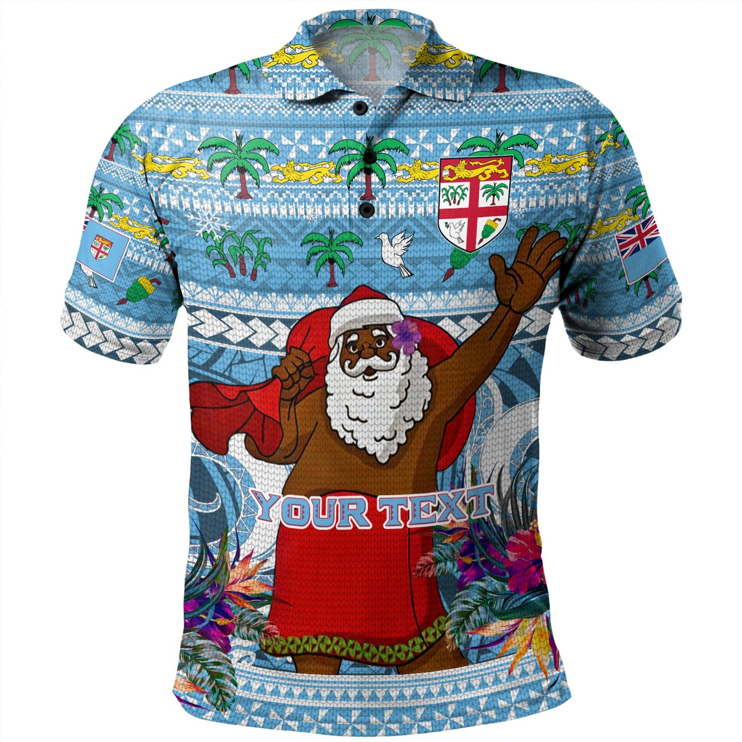 Fiji Polo Shirt Custom Merry Christmas Bula Santa Marau na Kerisimasi Fiji