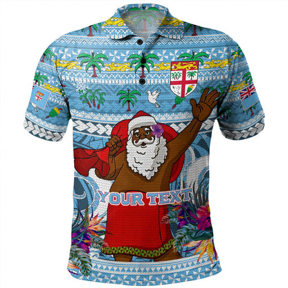 Fiji Polo Shirt Custom Merry Christmas Bula Santa Marau na Kerisimasi Fiji