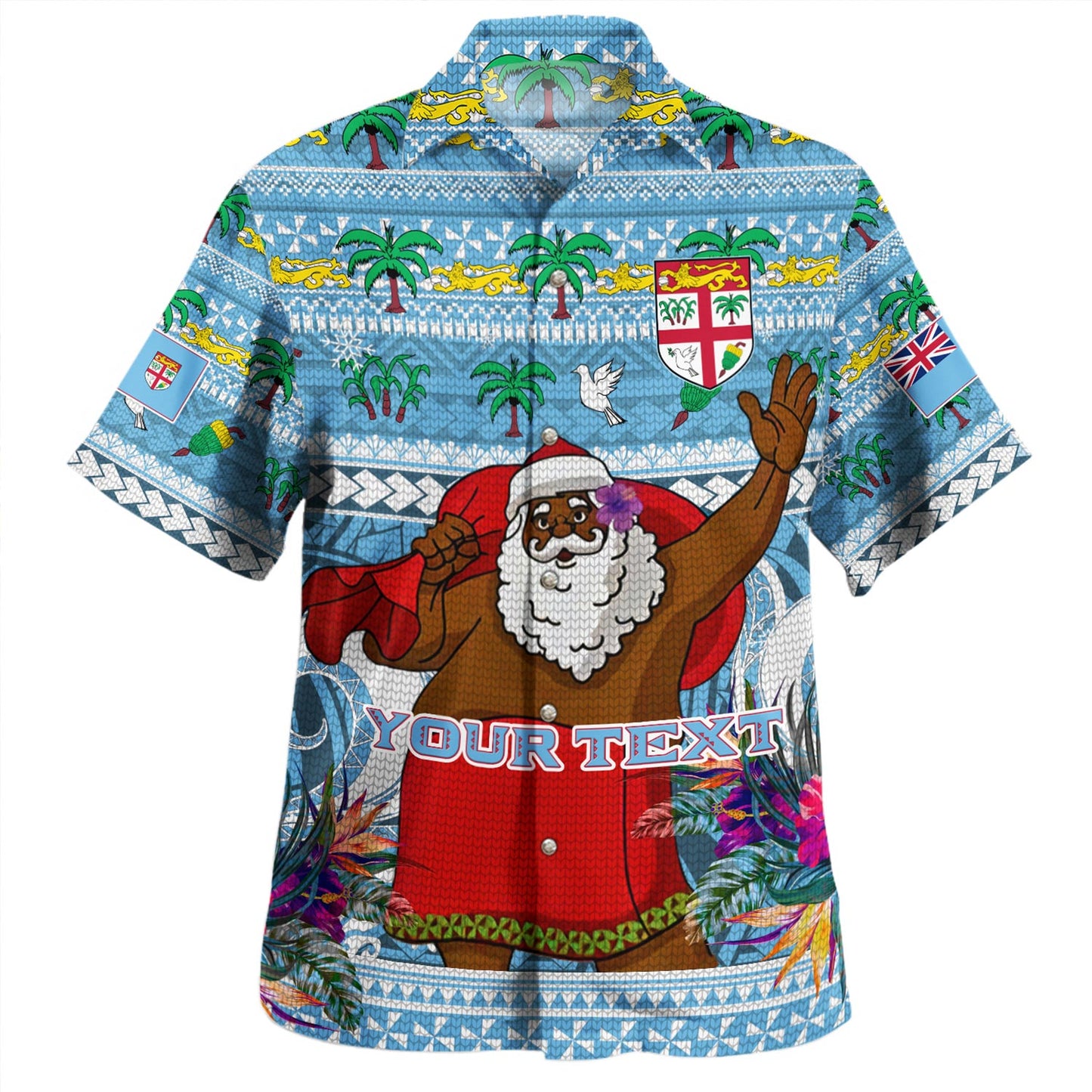 Fiji Hawaiian Shirt Coconut Pattern And Coat Of Arms