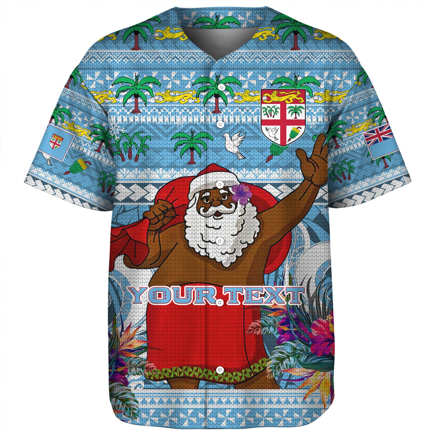 Fiji Baseball Shirt Custom Merry Christmas Bula Santa Marau na Kerisimasi Fiji