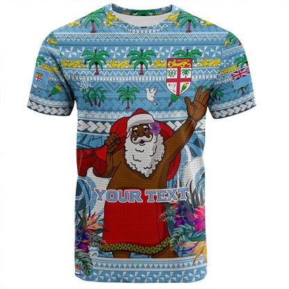 Fiji T-Shirt Custom Merry Christmas Bula Santa Marau na Kerisimasi Fiji