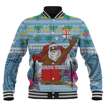 Fiji Baseball Jacket Custom Merry Christmas Bula Santa Marau na Kerisimasi Fiji