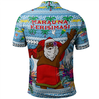 Fiji Polo Shirt Custom Merry Christmas Bula Santa Marau na Kerisimasi Fiji