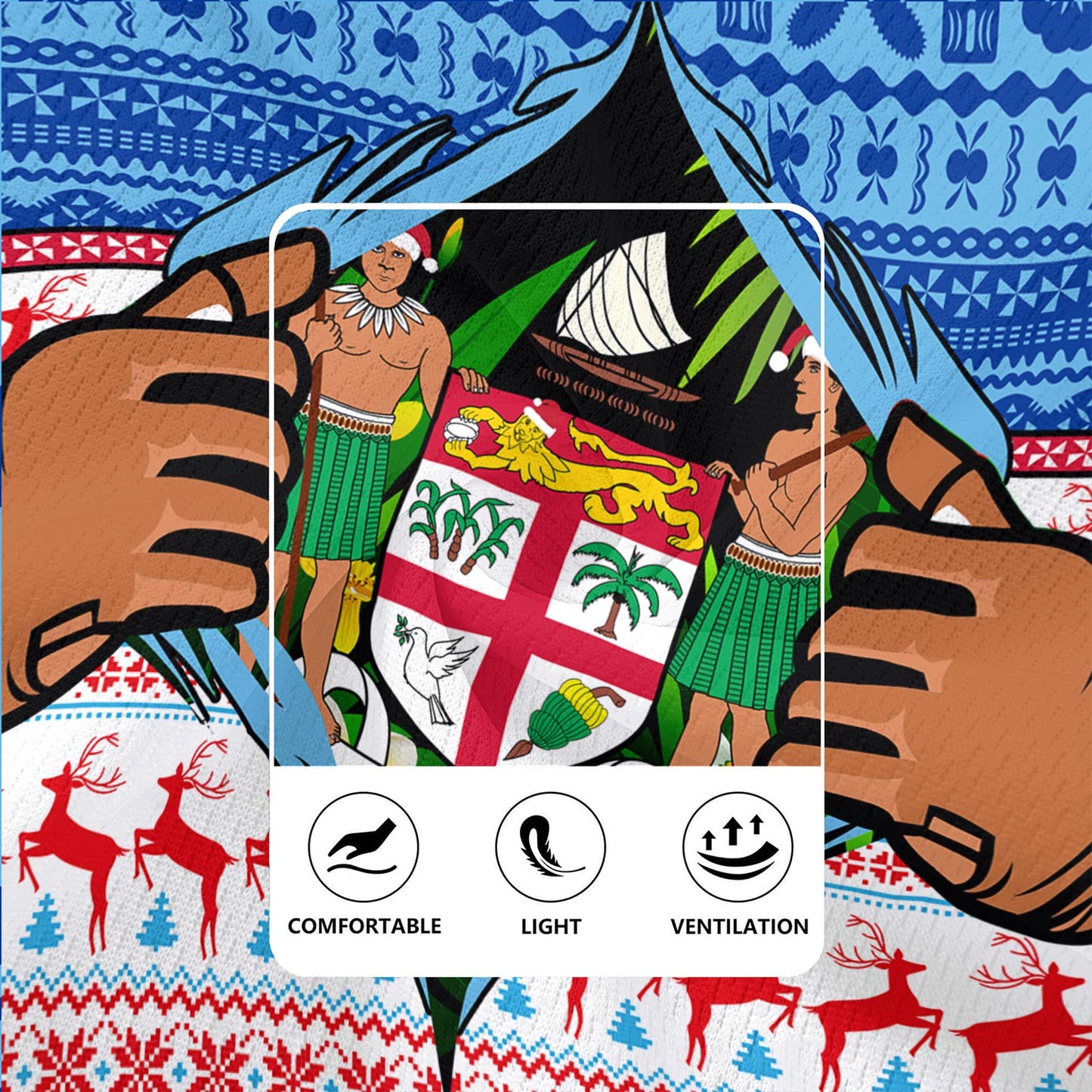 Fiji Rugby Jersey Merry Christmas Born Fijian Masi Knitted Ugly Christmas Pattern
