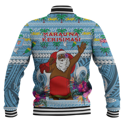 Fiji Baseball Jacket Custom Merry Christmas Bula Santa Marau na Kerisimasi Fiji