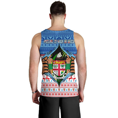 Fiji Tank Top Merry Christmas Born Fijian Masi Knitted Ugly Christmas Pattern