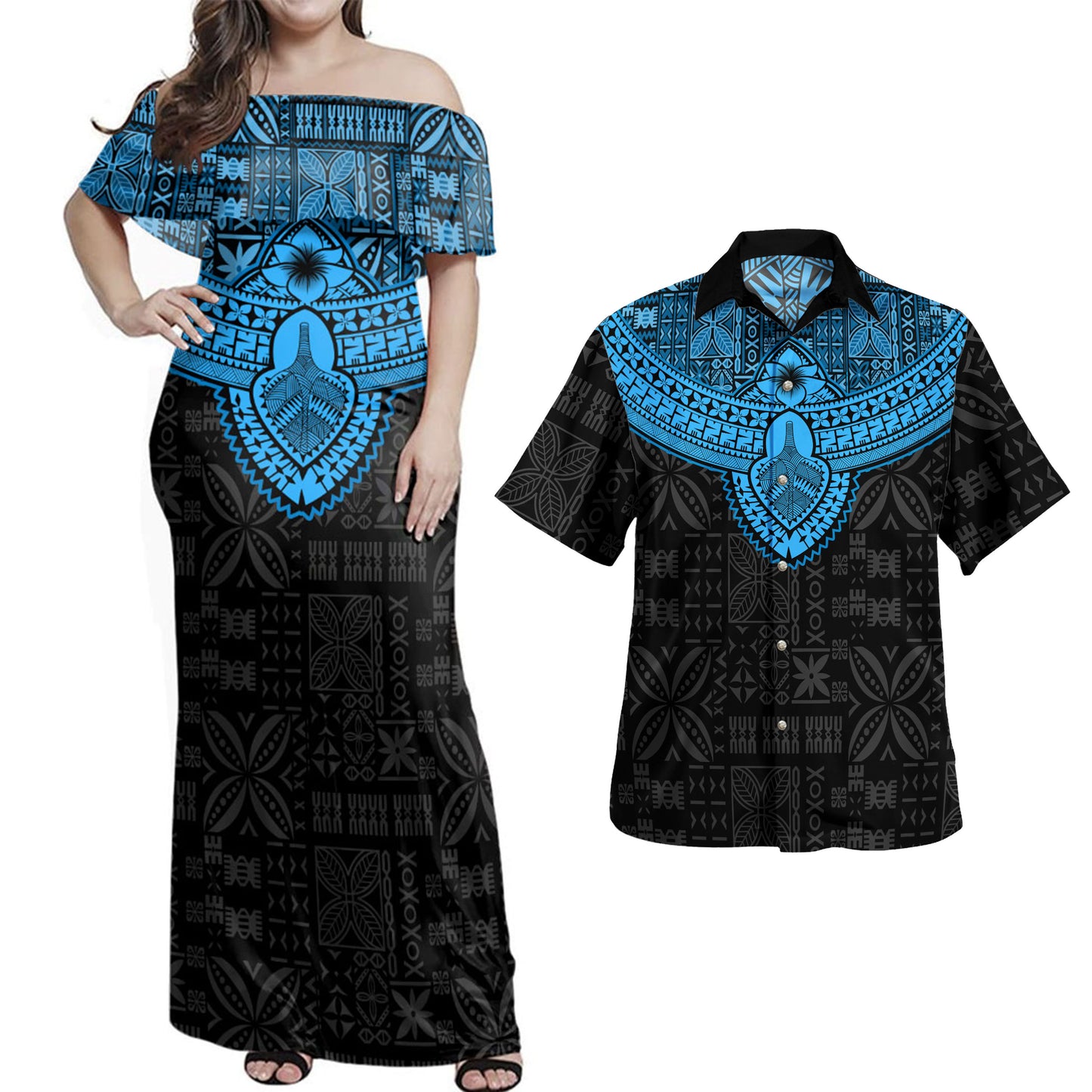 Fiji Combo Dress And Shirt Tribal Tapa Chest Piece