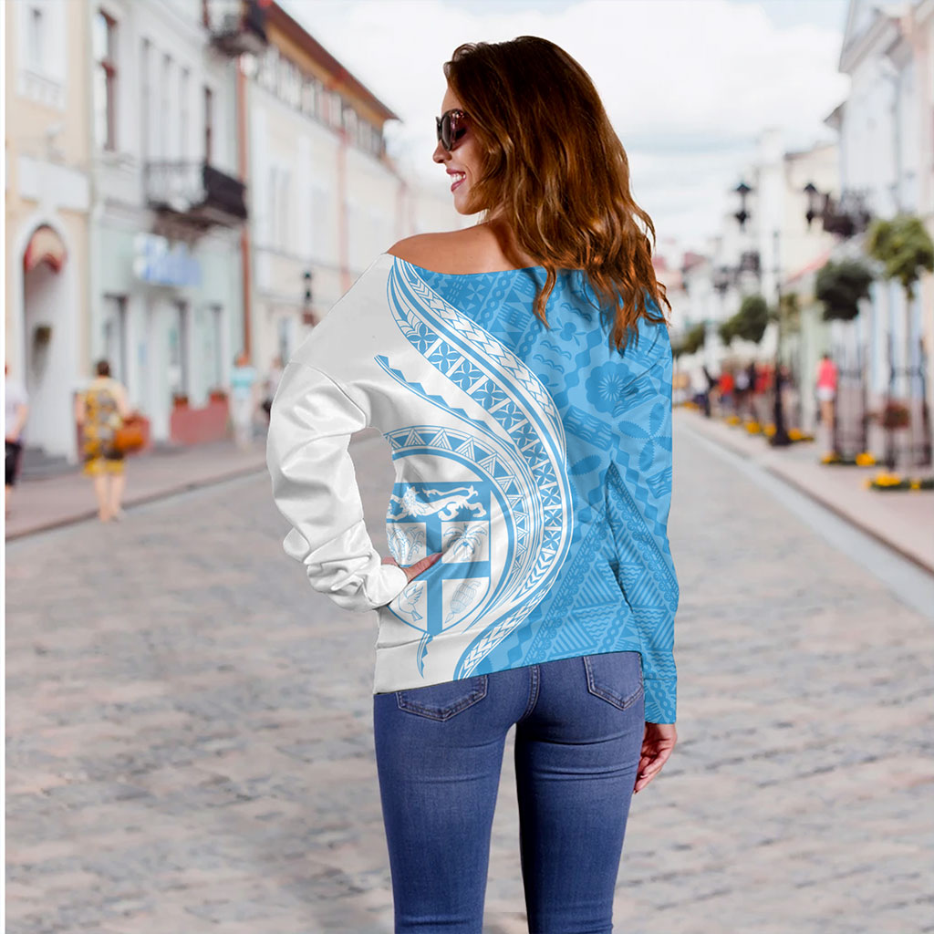 Fiji Off Shoulder Sweatshirt Fijian Bula Half Pattern