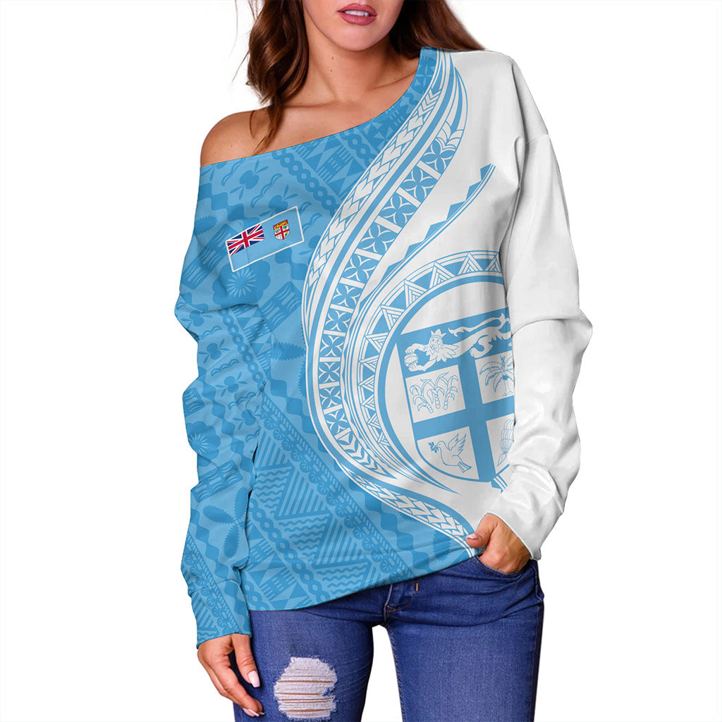 Fiji Off Shoulder Sweatshirt Fijian Bula Half Pattern