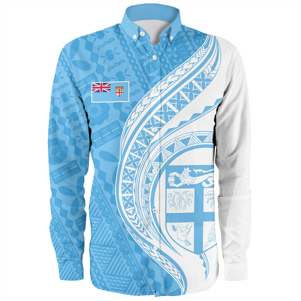 Fiji Long Sleeve Shirt Fijian Bula Half Pattern