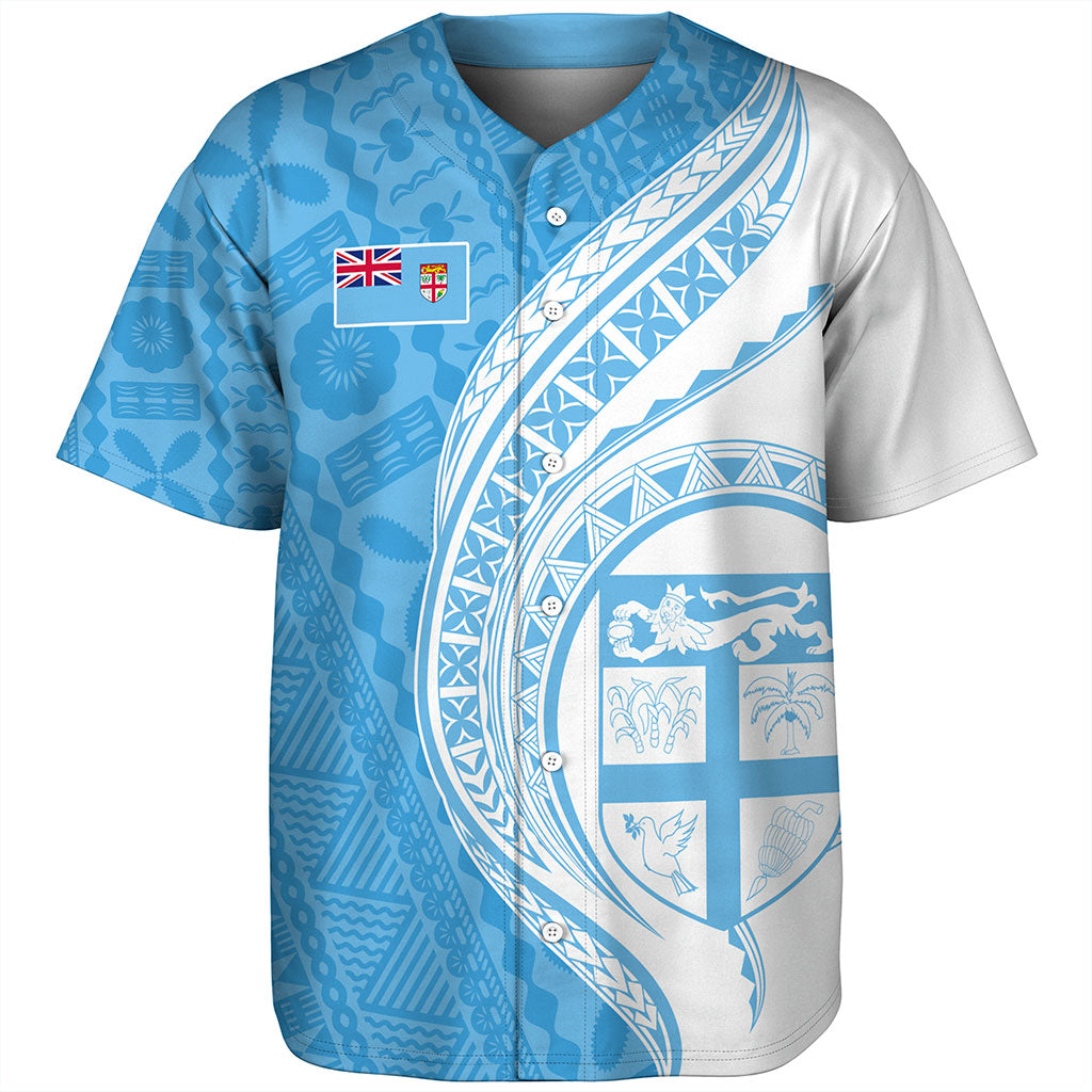 Fiji Baseball Shirt Fijian Bula Half Pattern