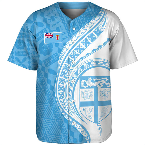 Fiji Baseball Shirt Fijian Bula Half Pattern