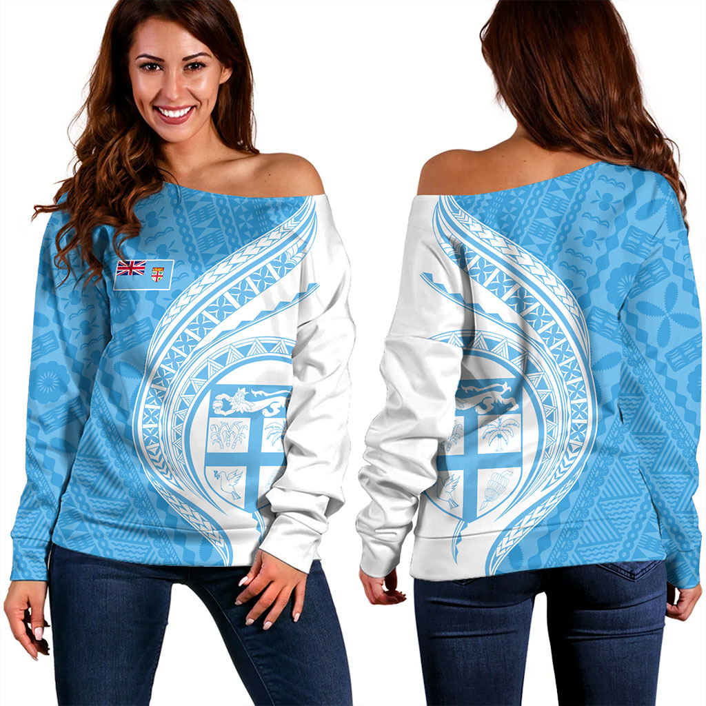 Fiji Off Shoulder Sweatshirt Fijian Bula Half Pattern