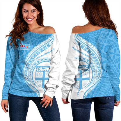 Fiji Off Shoulder Sweatshirt Fijian Bula Half Pattern