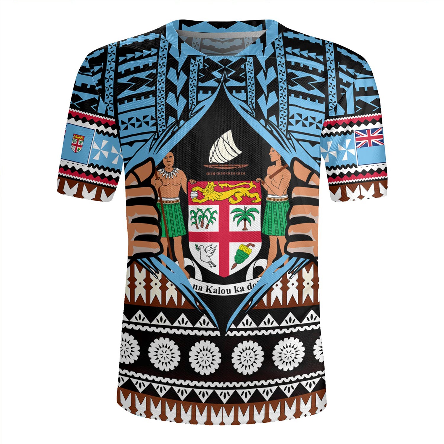 Fiji Rugby Jersey Born Fijian Masi Traditional Pattern Pacific Tribal ...