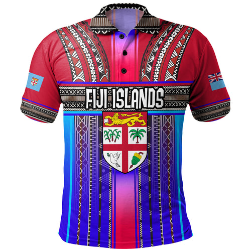 Fiji Polo Shirt Fijian Traditional Masi Patterns Red