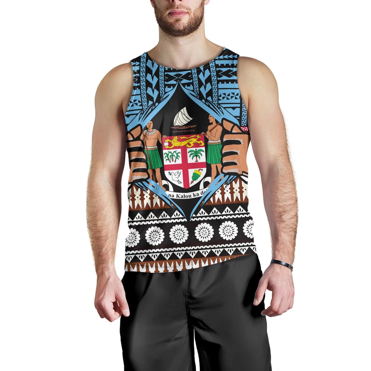 Fiji Tank Top Born Fijian Masi Traditional Pattern Pacific Tribal Art
