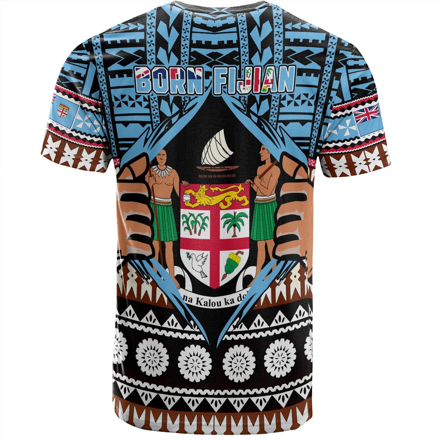 Fiji T-Shirt Born Fijian Masi Traditional Pattern Pacific Tribal Art