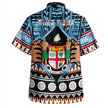 Fiji Hawaiian Shirt Born Fijian Masi Traditional Pattern Pacific Tribal Art