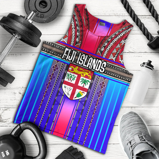 Fiji Tank Top Fijian Traditional Masi Patterns Red