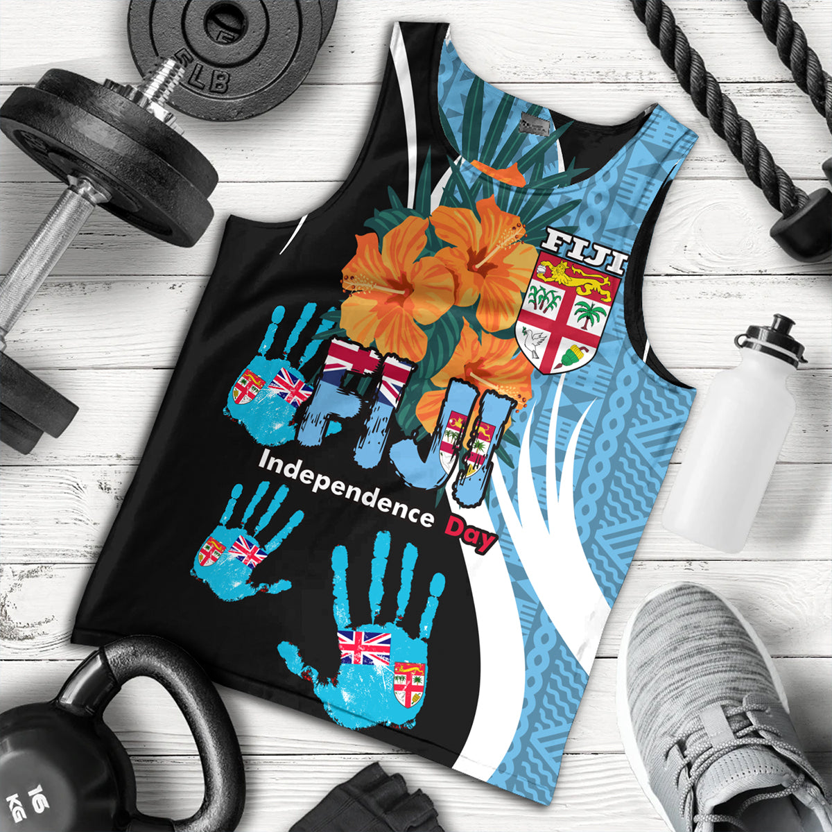 Fiji Tank Top Fiji Day The Bula Spirit Fijian Hand Print Tapa Pattern Tropical Flowers