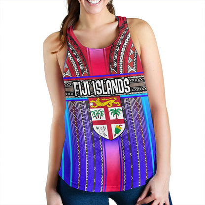 Fiji Women Tank Fijian Traditional Masi Patterns Red
