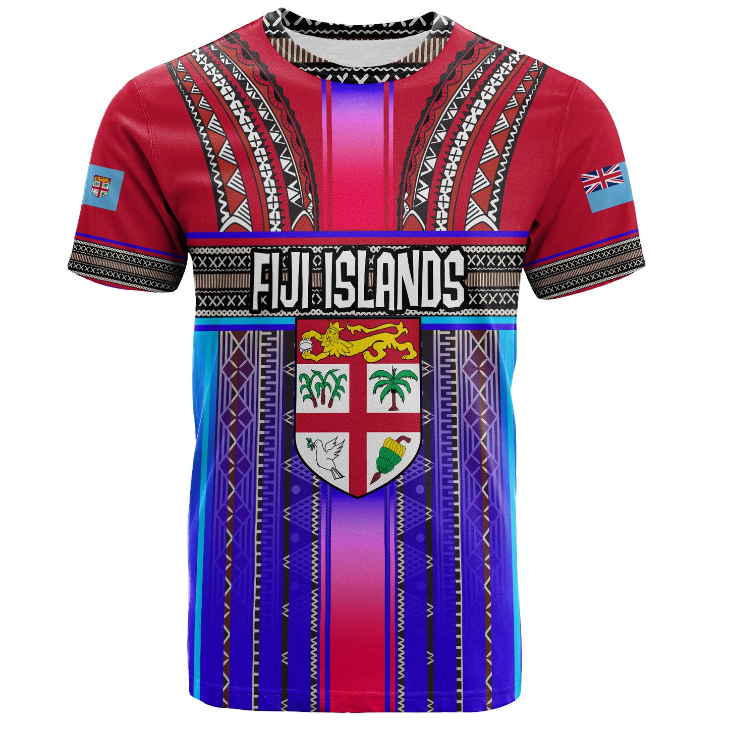 Fiji T-Shirt Fijian Traditional Masi Patterns Red