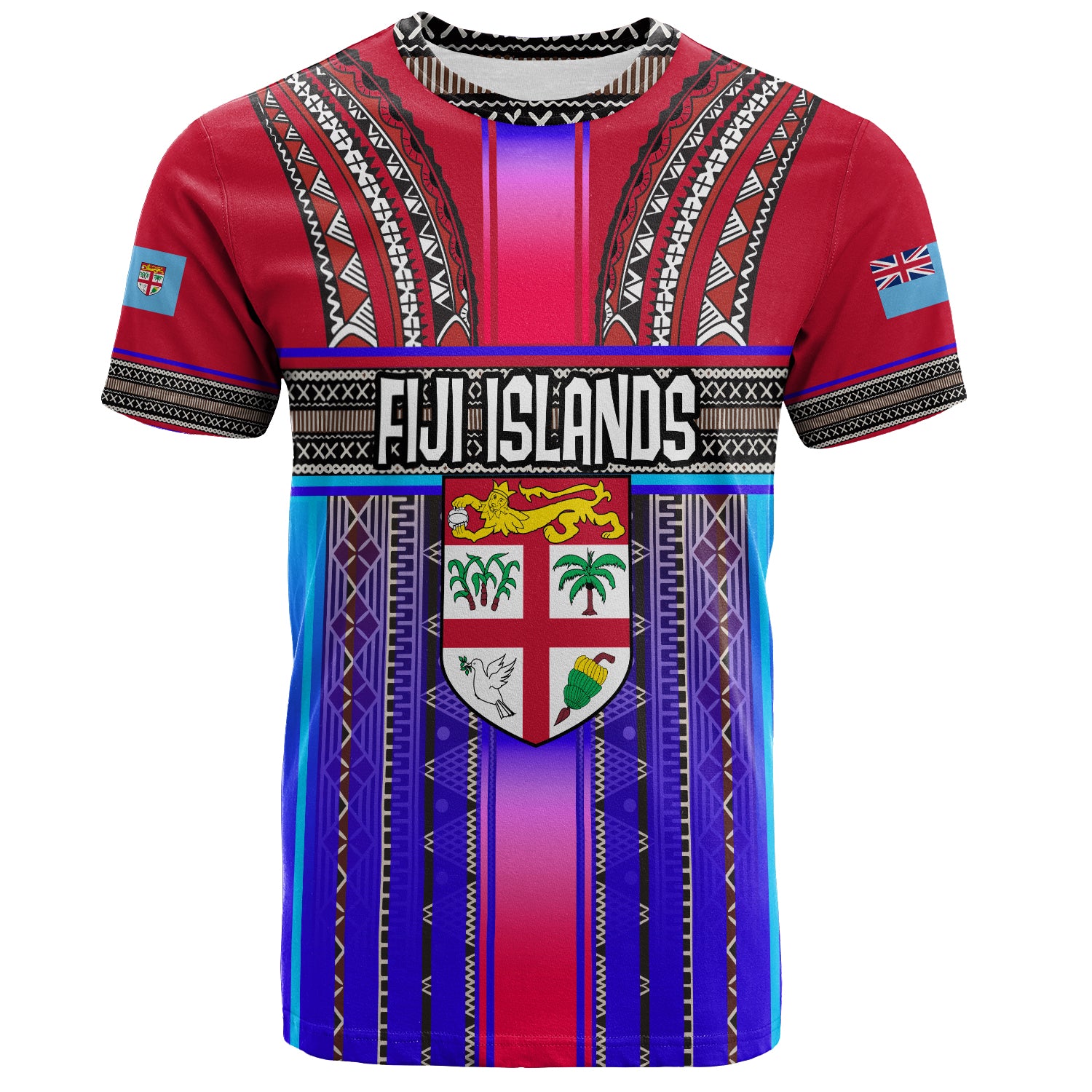Fiji T-Shirt Fijian Traditional Masi Patterns Red