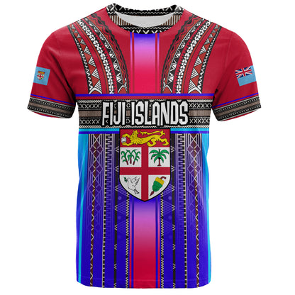 Fiji T-Shirt Fijian Traditional Masi Patterns Red
