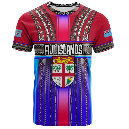 Fiji T-Shirt Fijian Traditional Masi Patterns Red