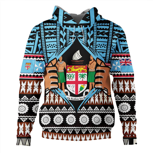 Fiji Hoodie Born Fijian Masi Traditional Pattern Pacific Tribal Art