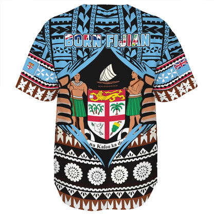 Fiji Baseball Shirt Born Fijian Masi Traditional Pattern Pacific Tribal Art