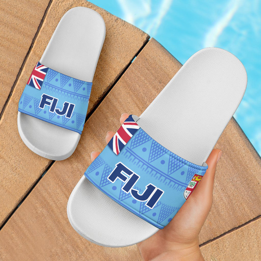 Fiji Flag Color With Traditional Patterns Slide Sandals