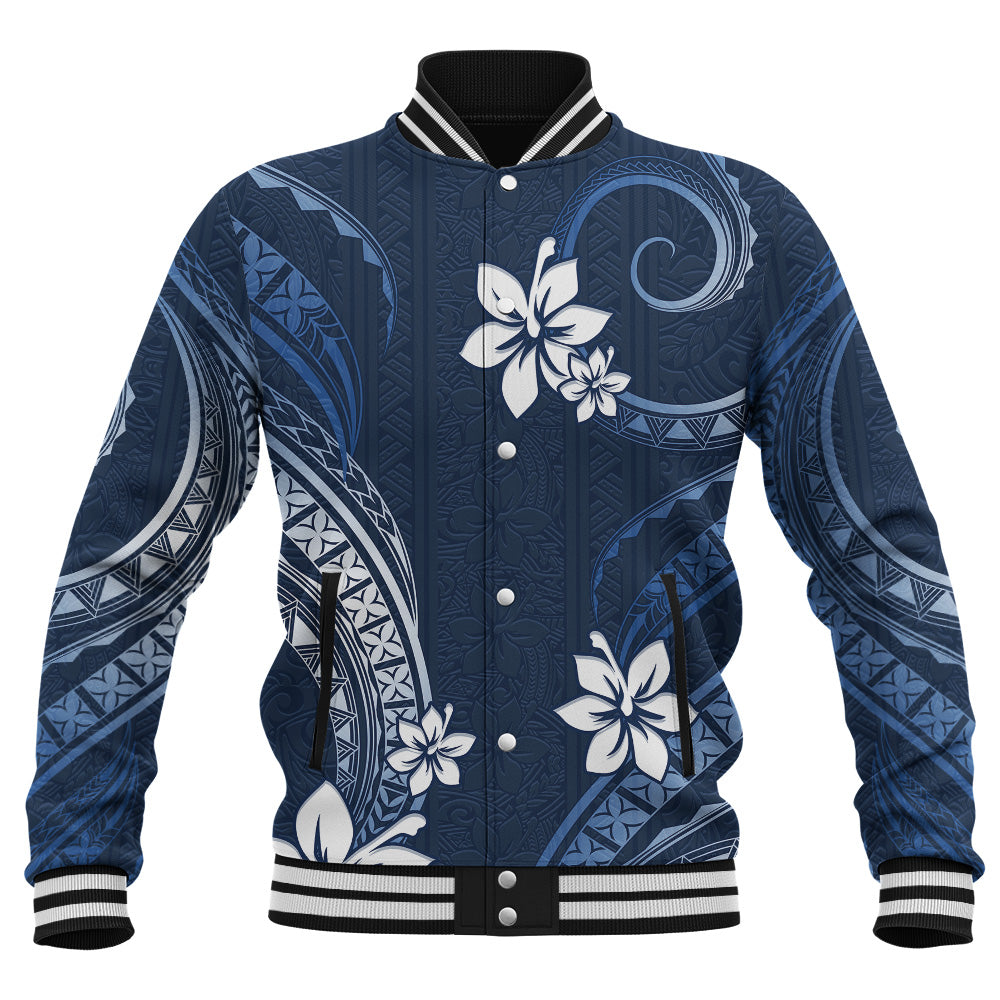 Hawaii Baseball Jacket Polynesian Pattern Plumeria