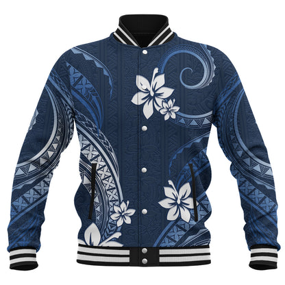 Hawaii Baseball Jacket Polynesian Pattern Plumeria
