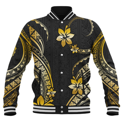 Hawaii Baseball Jacket Polynesian Pattern Plumeria