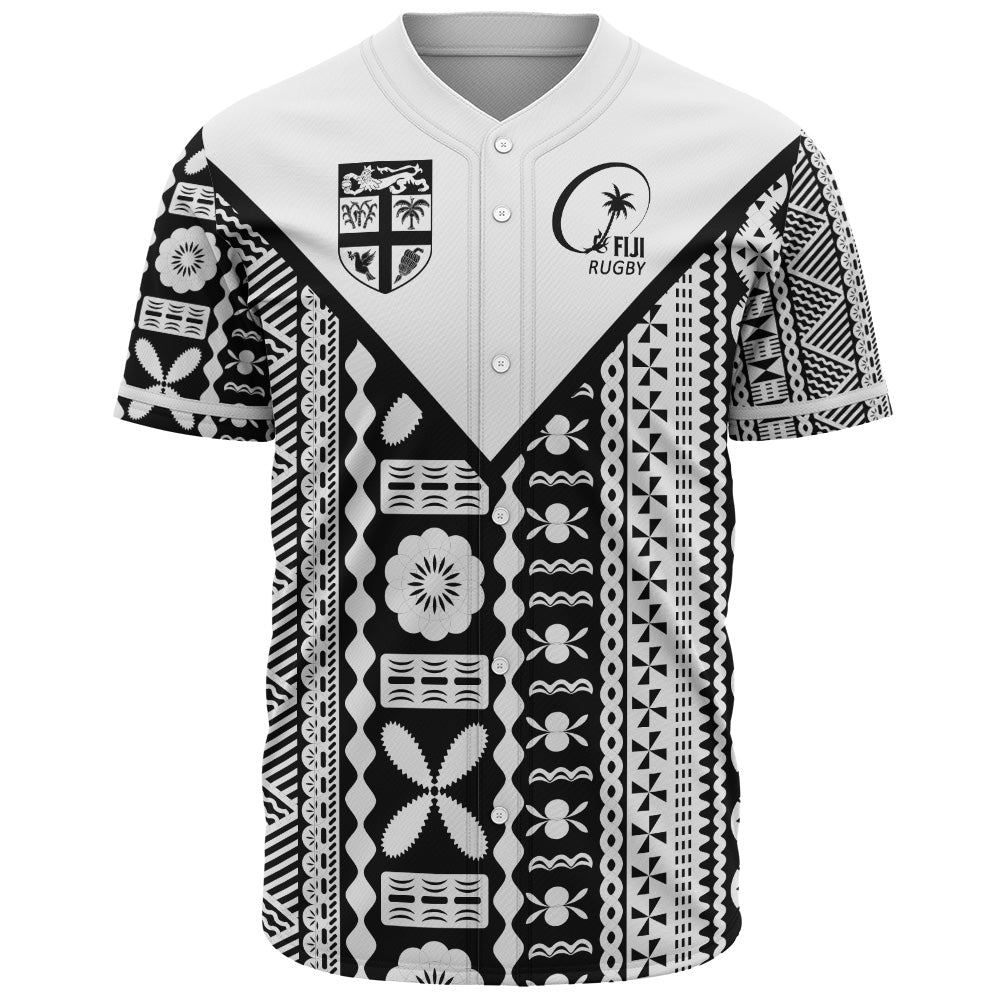 Fiji Rugby Tapa Baseball Shirt Fiji Flag Coat Of Arms Pattern