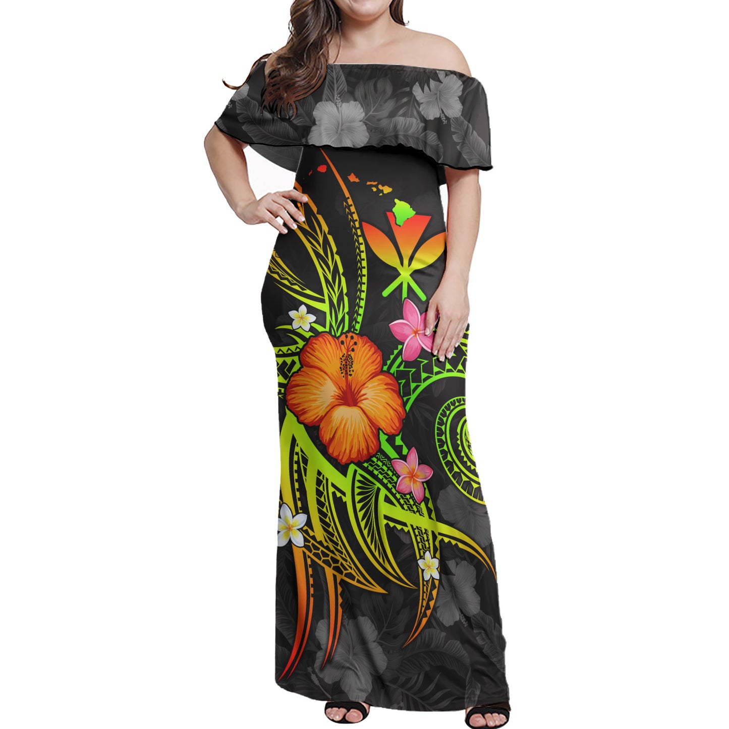 Hawaii Custom Personalised Woman Off Shoulder Long Dress Legend of Hawaii