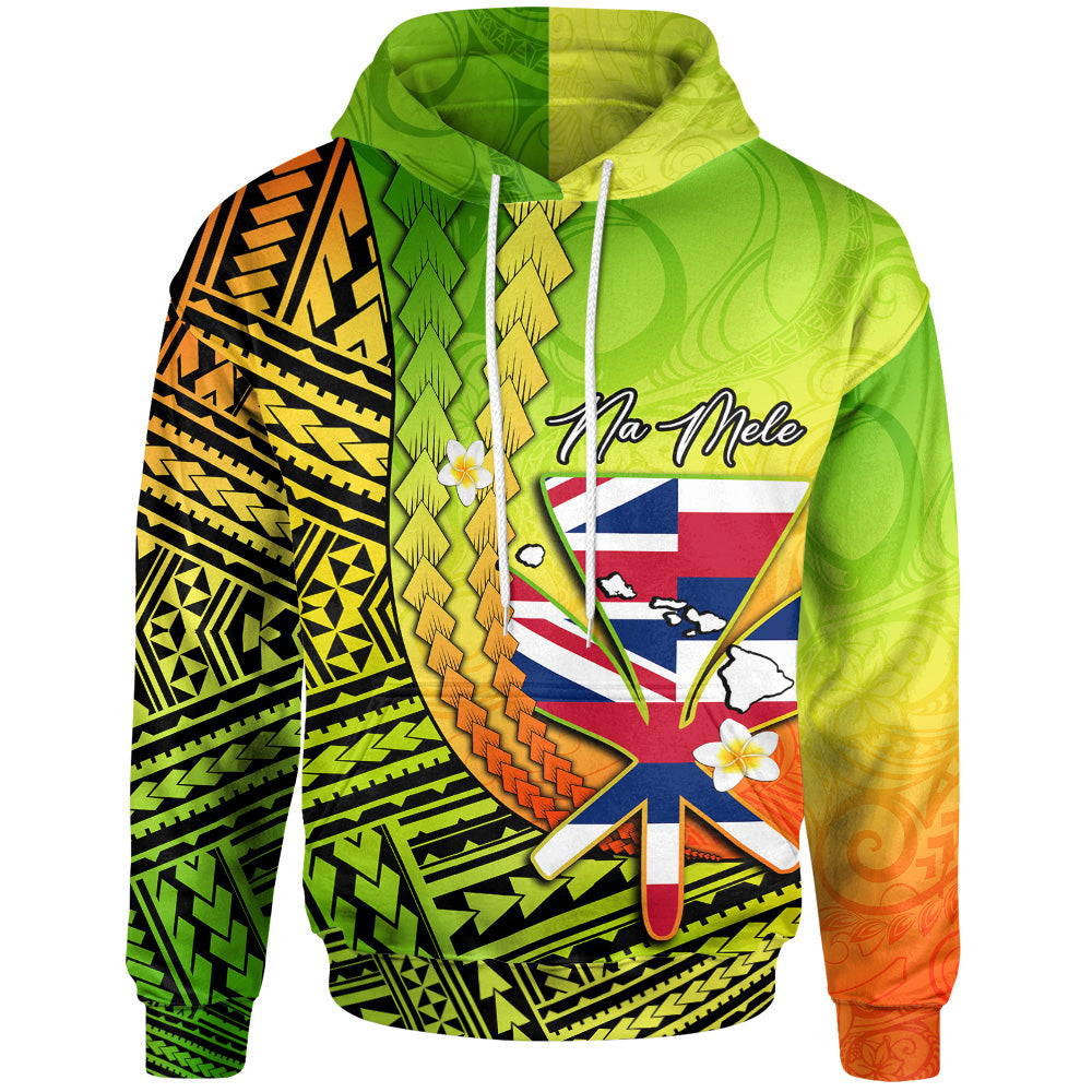 (Na Mele) Hawaii Polynesian Hoodie - Hawaii Coat Of Arms Polynesian Reggae Hoodie