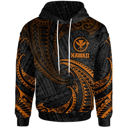 Hawaii Polynesian Hoodie - Gold Tribal Wave