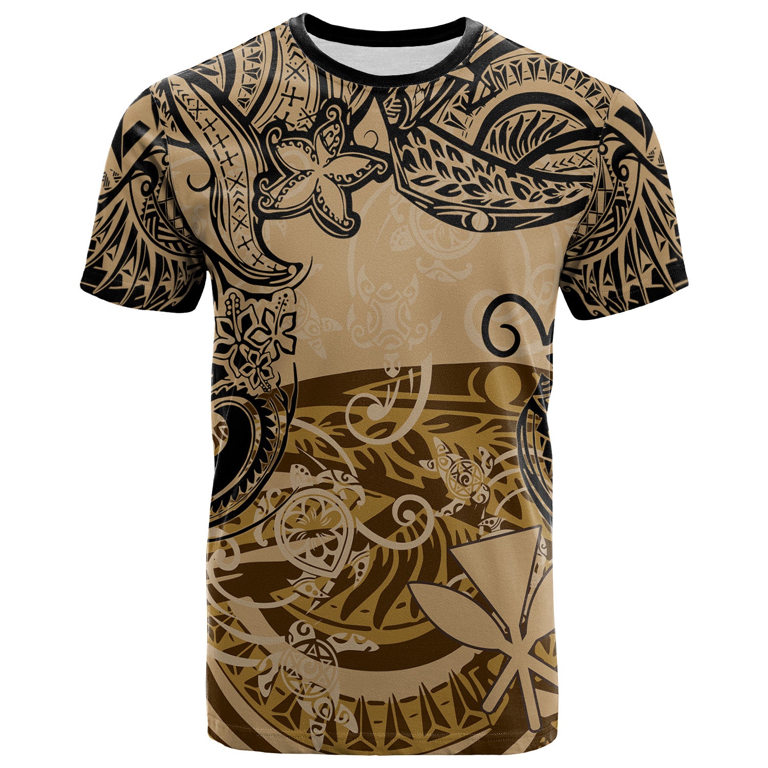 Hawaii T-Shirt Vintage Floral Pattern Gold