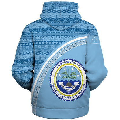 Federated States Of Micronesia Custom Personalised Sherpa Hoodie Micronesia Tribal Patterns Curve Style